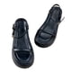 thumbnail image 2 of Sandalia con punta abierta para mujer, correa en el tobillo con una banda, suela de goma gruesa, elegante sandalia de verano de PU, negro 37, 2 of 8