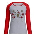 thumbnail image 4 of Chemise de Noël pour Femmes Printemps Patchwork Imprimé Manches Longues Col Rond Tee-Shirt Décontracté, 4 of 6