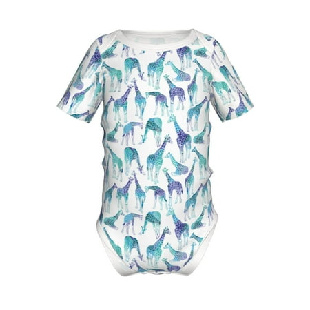 

Lukts Cool Giraffe Print Baby Short Sleeve Romper Onesie for Newborn Baby Boys and Girls-12 Months