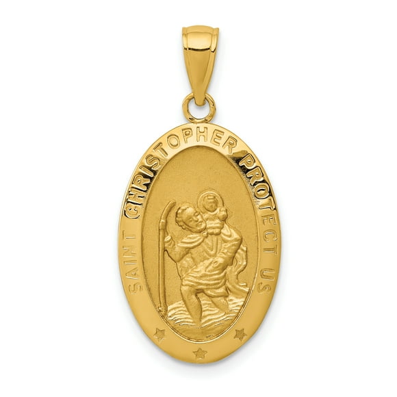 14k Saint Christopher Medal Pendant M1478 (31mm x 16mm)