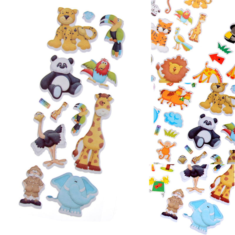 Kids Toys Cartoon Cute Animals Zoo 3D Stickers Children Girls Boys PVC StickS1 