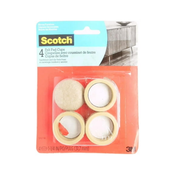 3M Scotch Felt Pad Cups for Furniture 1 1/4" - Beige - 4ct