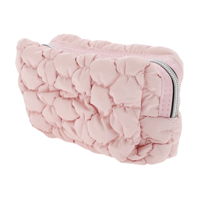 1 Pc Bolsa de Maquillaje Portátil Estilo Nube de Burbuja para Mujeres para Viajes Vacaciones Algodón Rosa