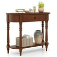 thumbnail image 1 of Gymax Table Console Rétro 36 Pieds'L Table d'Entrée en Bois avec Tiroir de Rangement et Tablette Ouverte Brun, 1 of 9