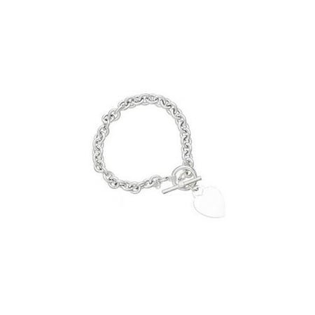 SS-43-002-08 8. 5 inch Anti-Tarnish Sterling Silver Bracelet with Heart Toggle