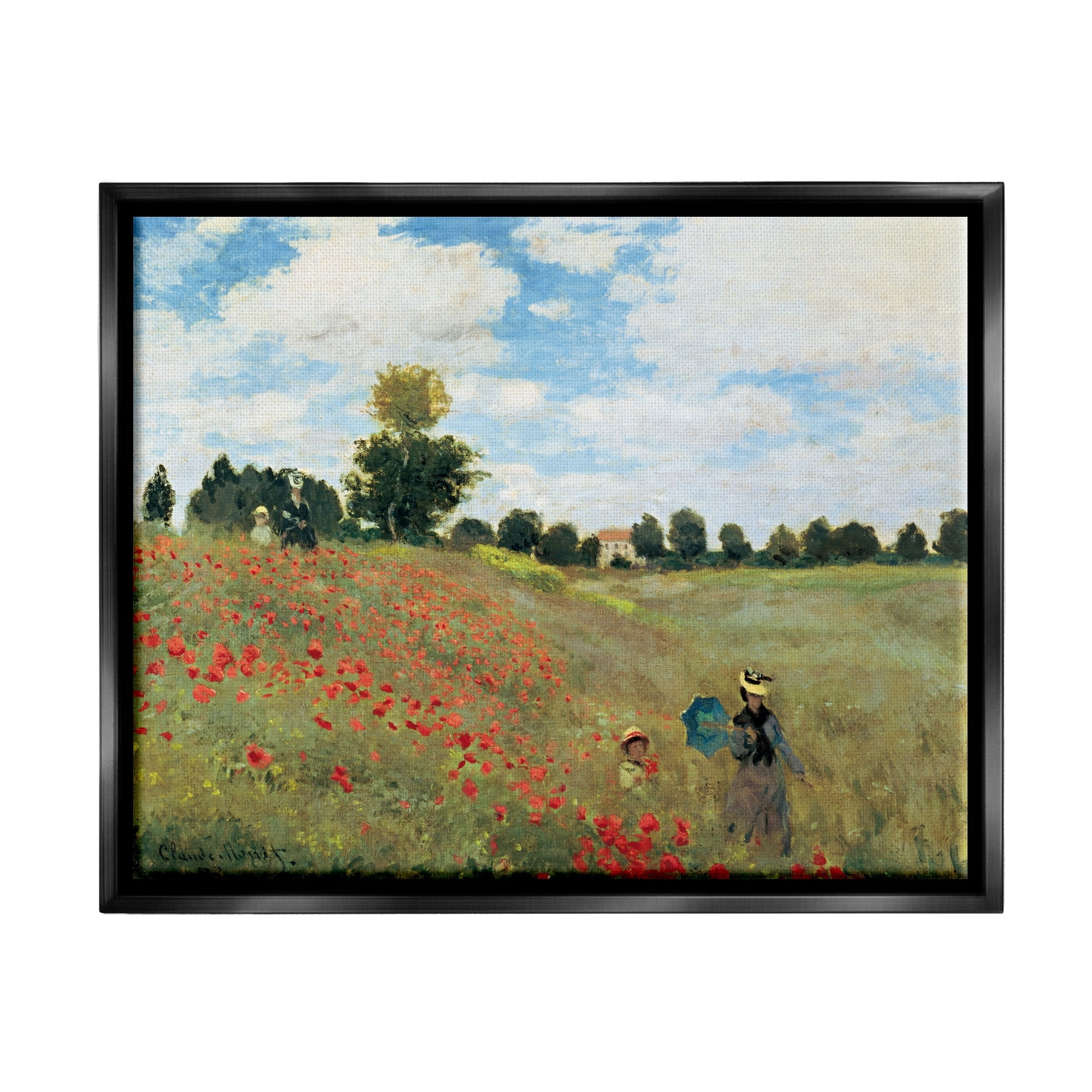 Stupell Industries The Poppy Field Monet Classic Painting Jet Black Framed Floating Canvas Wall Art, 24x30, by Claude Monet