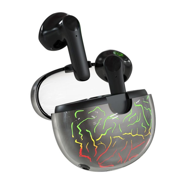 Sidaley Auriculares portátiles compatibles con Bluetooth, recargables, de transmisión rápida, con Control táctil, para interiores, con estuche de Cables de audio/vídeo Negro