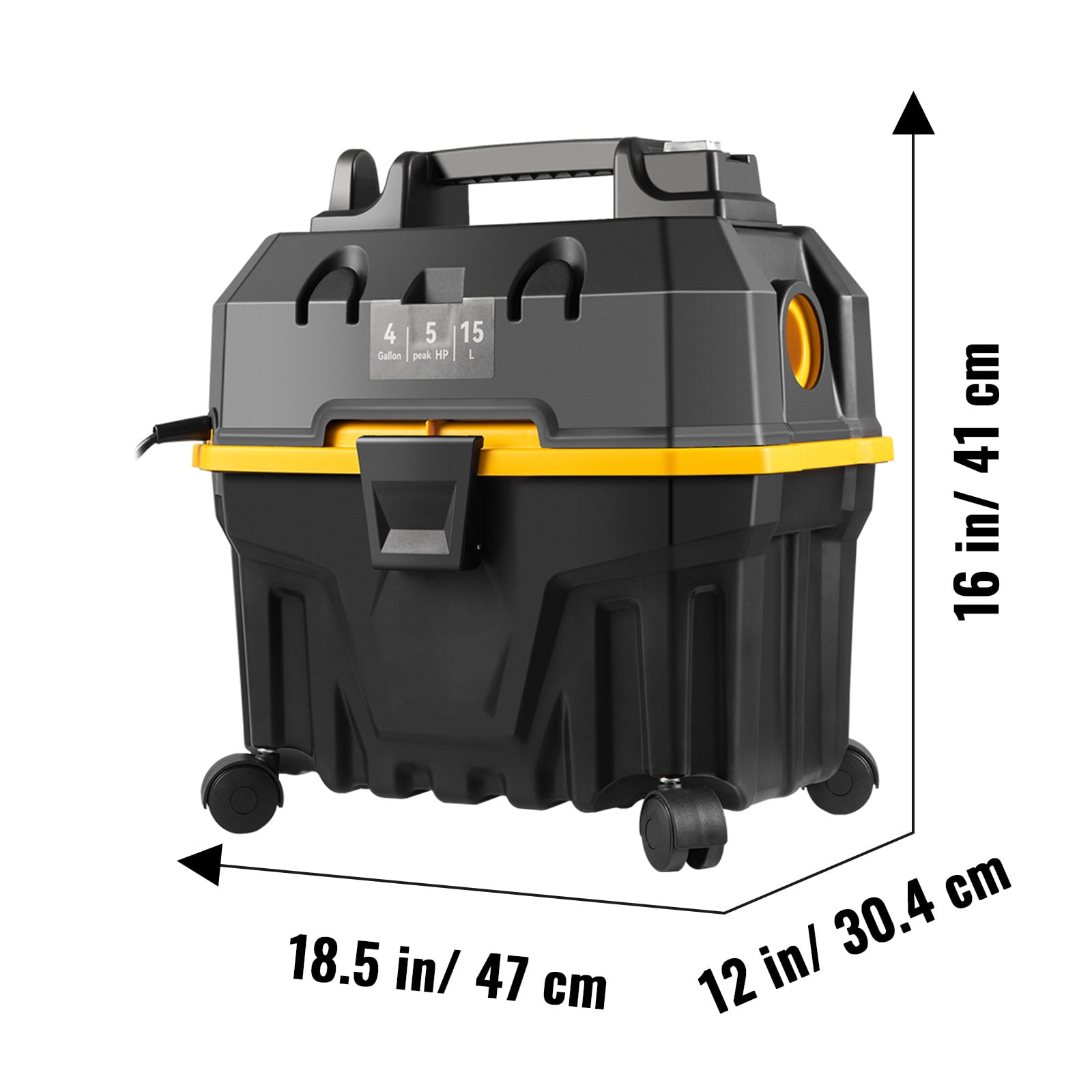 BENTISM Wet Dry Vac, 4 Gallon, 5 Peak HP, 3 in 1 Shop Vacuum with Blowing Function, Portable with Attachments to Clean Floor, Upholstery, Gap, Car, ETL Listed, Black/Orange
