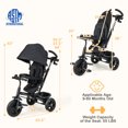 thumbnail image 3 of Kepooman Umbrella Stroller,Baby Stroller,4-in-1 Baby Tricycle Toddler Trike with Reversible Seat and 5-Point Safety Harness-Black, 3 of 9