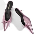 thumbnail image 4 of RONILURN Kitten Heels for Women Heeled Mules Stiletto Pumps Bow Closed Toe Pointed Toe Low Heel Slip on Fashion Metallic Backless Prom Party Dressy, 4 of 8