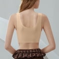 thumbnail image 6 of Pullover Wireless Bras for Women, Full Coverage Scoop Neck Underwear, Wide Shoulder Straps Design, Breathable Comfort Bralette | VerBelle,Beige L, 6 of 6