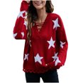 thumbnail image 2 of Tbopshirt Womens Hooded Sweater Women's Fashion Long Sleeves V-Neck Loose Pullover Tops Blouse Knitted Sweater Knitted Loose Top, 2 of 4
