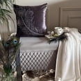 thumbnail image 2 of The HomeCentric Chair Cushion Cover Purple Charcoal Pillow Cover Crystals Peacock Pillow Cover Pack of 2 18x18 inch (45x45 cm) Cushion Cover Square Velvet Pillowcase Floral Cushion - Peacock Bliss, 2 of 11