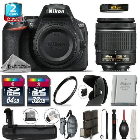 Nikon D5600 DSLR + AFP 18-55mm VR Lens + Battery Grip + Extra Battery - 96GB Kit (International Version)