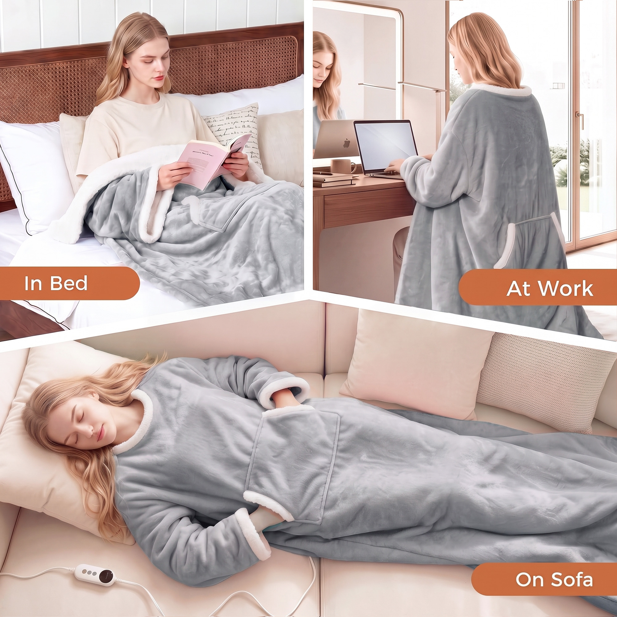 Fundaze Wearable Heated Blanket with Sleeves, 52x72 Inches photo 4
