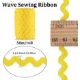 thumbnail image 2 of 54.6Yds/50m Rick Rack Trim Ribbon Yellow Wave Bending Fringe Trim 0.2"/5mm Woven Webbing Edge Lace Zig Zag Ribbon for Sewing Crafts Dress Embellishment Wedding Party Gift Wrapping DIY, 2 of 9
