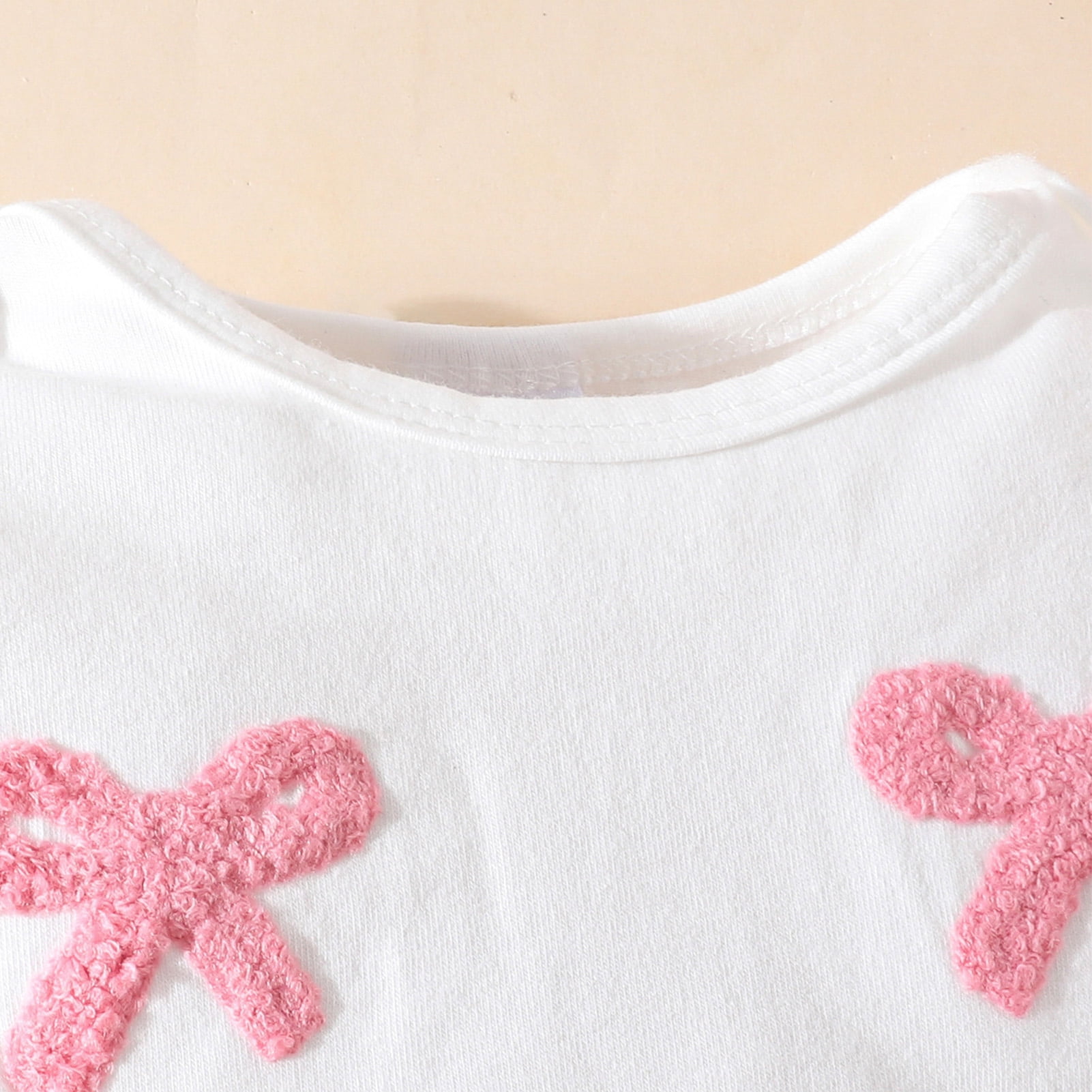 IWEMEK Newborn Baby Girl Clothes Ruffle Long Sleeve Romper Pink Bowknot Skirt 3 Pieces Fall Outfits Set Size 12-18M