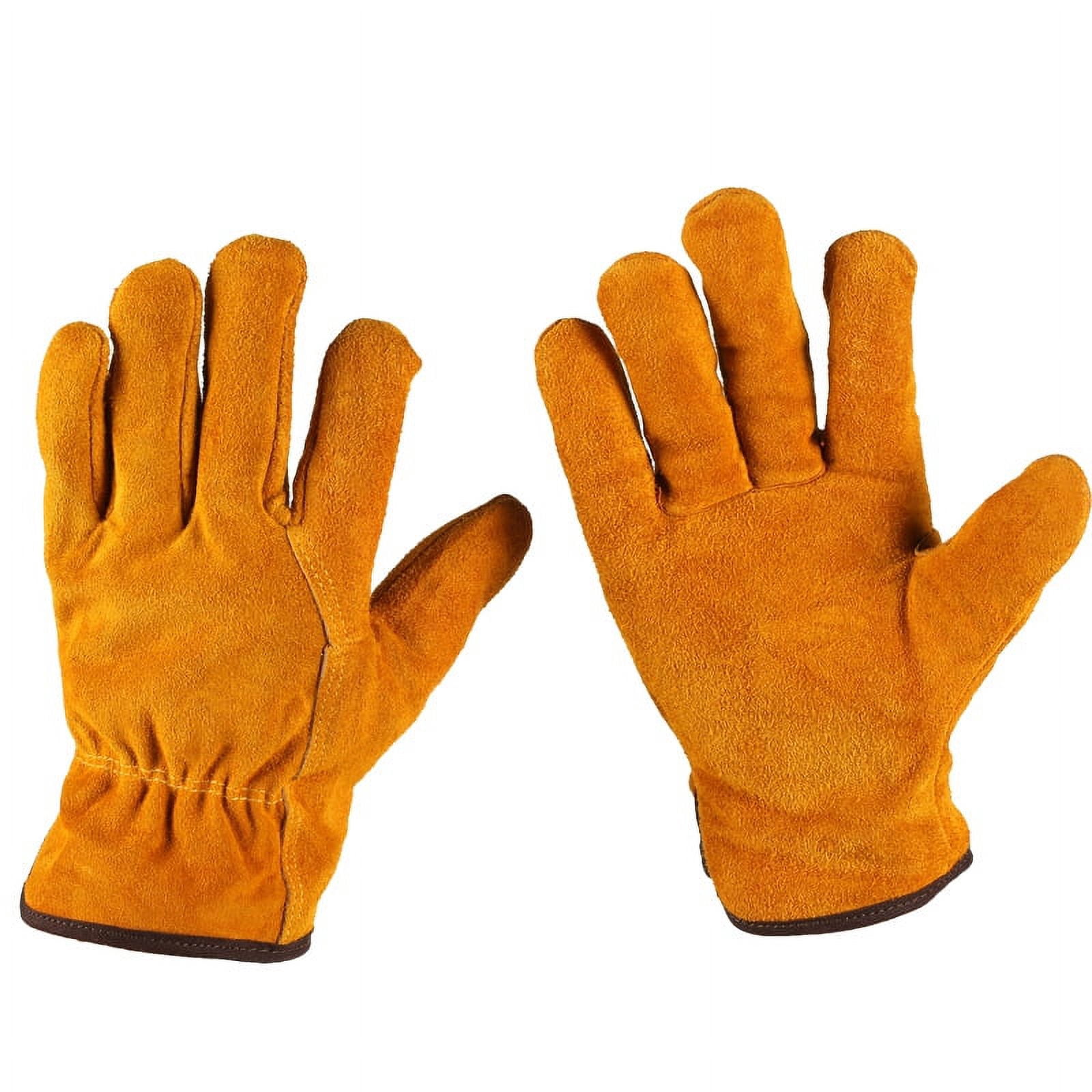 Jinsinto Warm gloves, winter gloves, cold-resistant cowhide gloves, outdoor work gloves, thickened low temperature resistant gloves, ski gloves, golden yellow
