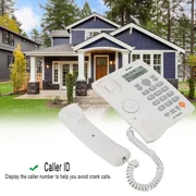 Landline Phones Dual Interface Wired Telephone with Caller ID for Office, Front Desk, Hotel, Seniors, Big Button Corded Landline Home Phones (White)