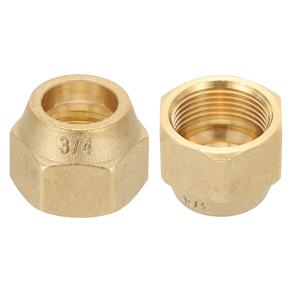 Uxcell 3/4" Brass Flare Nut, 2Pcs 45 Degree SAE Brass Pipe Fittings, Matte