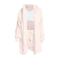 thumbnail image 4 of ZyeKqe Fuzzy Fleece Pajamas Sets 3 Piece Outfits Hooded Open Front Sherpa Cardigan Crop Top with Shorts Loungewear, 4 of 6