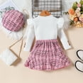 thumbnail image 4 of CUZIBR Toddler Girls Fall Winter Outfits Ruffle Knit Button Tops Plaid Mini Skorts 2Pcs Long Sleeve Sets Soft Dailywear For Child, 4 of 9