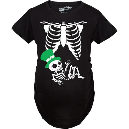 

Maternity Leprechaun Skeleton Baby Funny Saint Patricks Day Announcement T Shirt Small