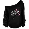thumbnail image 2 of QTBIUQ Women Fashion Printed One Shoulder Slanted Shoulder Long Sleeved Loose Hoodie Black-03, 2 of 4