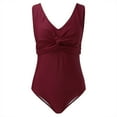 thumbnail image 3 of Gibobby Traje de Baño Sexy Bikini Nuevo Nuevo traje de baño conservador Color sólido Underbelly Low Chest plisado Plus Fat Plus Size Traje de baño para m(Rojo,XL), 3 of 4