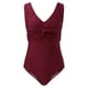 thumbnail image 3 of Gibobby Traje de Baño Sexy Bikini Nuevo Nuevo traje de baño conservador Color sólido Underbelly Low Chest plisado Plus Fat Plus Size Traje de baño para m(Rojo,XL), 3 of 4