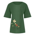 thumbnail image 5 of Fesfesfes Gym Tops Women's Summer Casual Round Neck Short Sleeve Flower Printing Loose Shirt TopsDMM-Y4448 T Shirts for Women S(US:4), 5 of 6