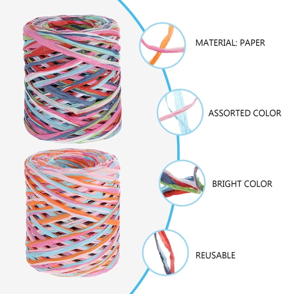 Luxshiny Durable Raffia Paper Ribbon for Wrapping DIY Use Assorted Color Packing Rope