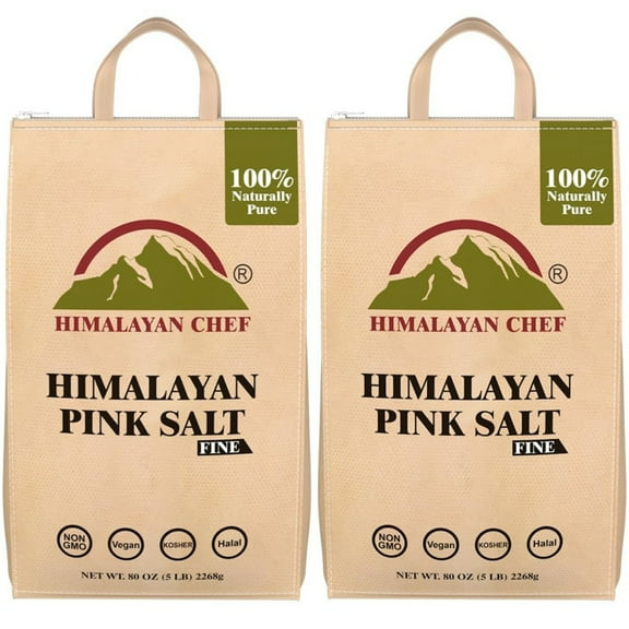 Himalayan Chef Pink  Salt, Fine Grain, 10 lbs (2x 5 lbs Bags) | Non-GMO, Gluten-Free | Ideal for Cooking & Seasoning