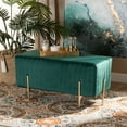 thumbnail image 6 of Baxton Studio Helaine Fabric Bench Ottoman, 17-11/16"H x 35-3/8"W x 15-11/16"D, Green/Gold, 6 of 6