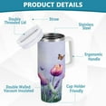 thumbnail image 4 of 40 oz Insulated Stainless Steel Tumbler Double Wall Stainless Steel Tumbler with 2-Way Drinking Watercolor Tulips and Lavender, 4 of 9