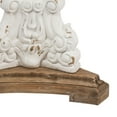 thumbnail image 4 of 27 Inch Side End Table, Mango Wood, Round, Turned Pedestal, White, Brown, Saltoro Sherpi, 4 of 5