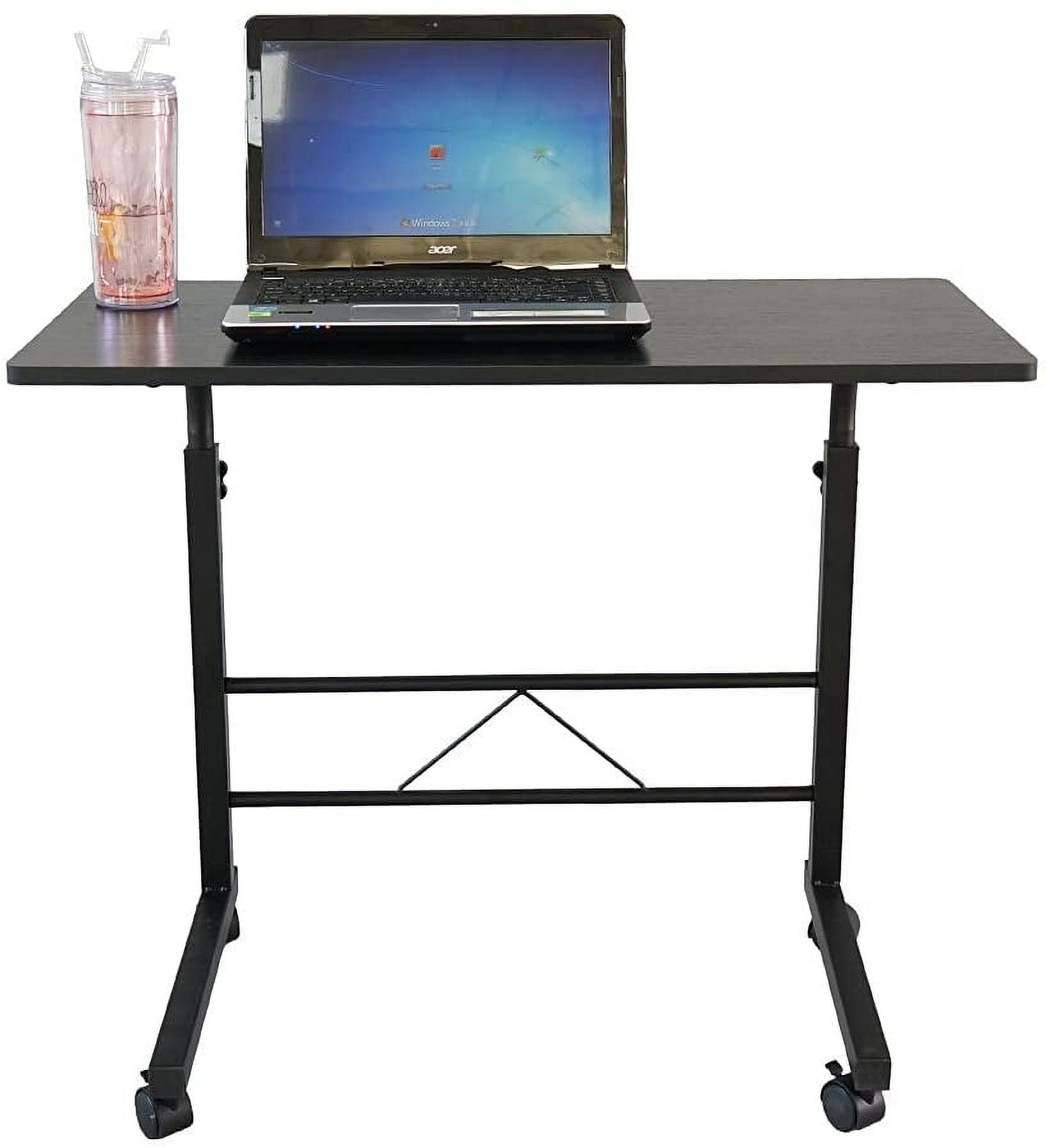 FCH Computer Workstation, Standing Desk Adjustable Height, Small Computer Desk w/Rolling, Sit Stand Laptop Desk TV Tray Computer Workstation for Bed Sofa Hospital Reading Eating, 23.6", Black