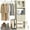 White Oak, variant on iSunirm 5FT Walk-in Closet System with Drawers & Doors, 60'' Wooden Wardrobe Closet with Hanging Rod, Heavy Duty Closet Organizer Garment Rack for Bedroom/Closet, 60"L x 80"H x 15"W, Black