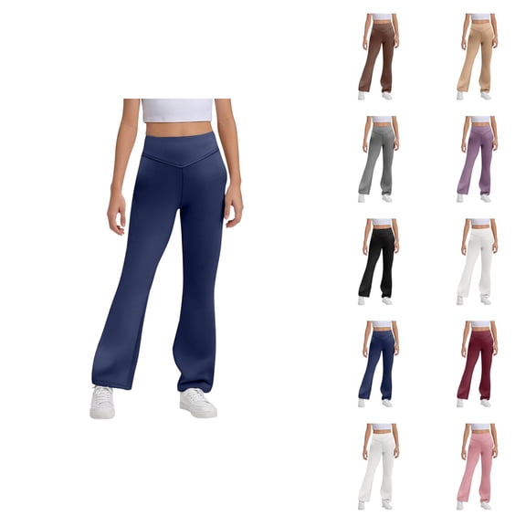Flare Leggings for Girls 2026 Fashion High Waisted Bootcut Yoga Pants Bell Bottoms Leggings Kids Dress Pants