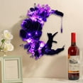 thumbnail image 5 of Wiher Halloween Wreaths Decor with Lights for Front Door, 13.77" Halloween Moon Wreath with Black Cat Wood Wreath Halloween Wreath Horror Decorations for Home Party Window Wall Indoor Outdoor A, 5 of 8