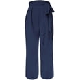 thumbnail image 4 of Womens Wide Leg Palazzo Pants High Waisted Adjustable Tie Knot Belted Flowy Trousers Casual Loose Fit Suit Pants with Pockets, 4 of 6