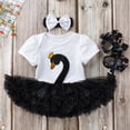 thumbnail image 3 of BENJAMJAM 0-2Y Summer Swan Short-Sleeve Dress, Shoes, and Hair Accessory 3-Piece Set Infant Clothing, 3 of 6