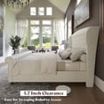 thumbnail image 5 of VanAcc California King Size Platform Bed Frame, Velvet Upholstered Sleigh Bed with Scroll Wingback Headboard & Footboard/Button Tufted, Cream, 5 of 7