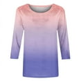 thumbnail image 3 of Birdeem T-Shirt Mode Femme Imprimé Ample Manches 3/4 Blouse Col Rond Hauts Décontractés, 3 of 12