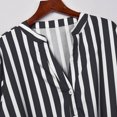 thumbnail image 3 of Tmtolofot Colorful Striped Shirts For Women 3/4 Sleeves Front Tie Tunic Blouse Female Stripes Modern Style Top Women's Casual V-Neck Tops Lightweight Comfy Pull-On Shirts,1_Black,Large, 3 of 7