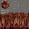 thumbnail image 2 of VHC Brands Star Cotton Primitive Kitchen Curtains Rod Pocket Appliqued 16x60 Valance, Burgundy Red, 2 of 5