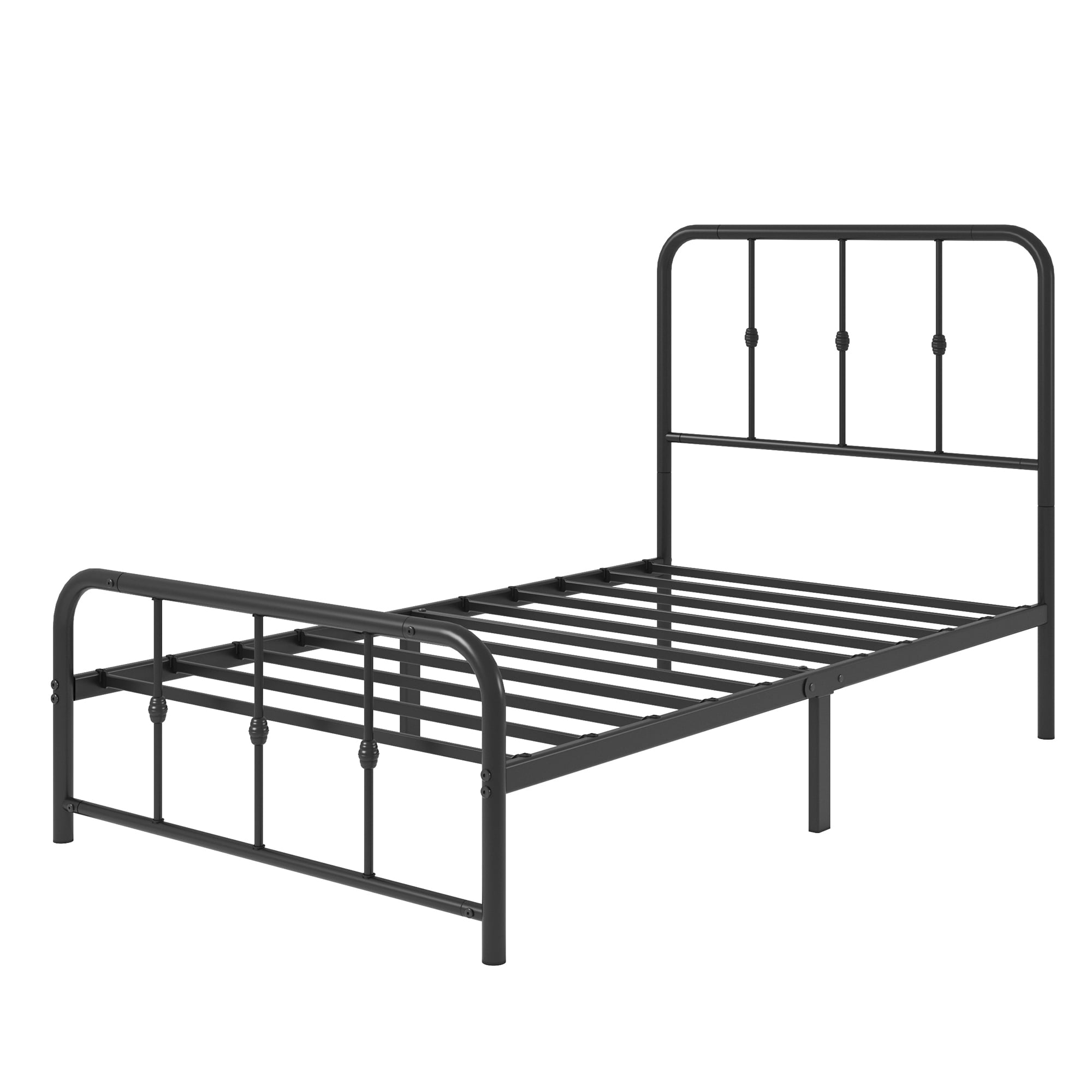Mainstays Twin Modern Metal Platform Bed Frame with Curved Headboard, No Box Spring Needed, Black