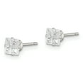 thumbnail image 2 of 925 Sterling Silver 4mm Square CZ 4 Prong Stud Earrings, 2 of 7