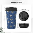 thumbnail image 3 of Picia Raccoon blue point Pattern 500ml Carry Insulated Coffee Mug, Stainless Steel Travel Mug with Hidden Handle, Leak-Proof for Car, Office, Home, and Outdoor Use, 3 of 8