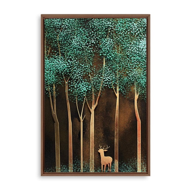 Wall26 Framed Canvas Wall Art Golden Forest Canvas Prints Home Artwork Decoration for Living